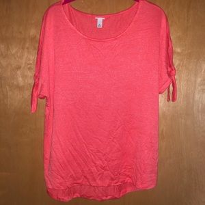 Soft Knit Coral Tee with Tie Sleeves